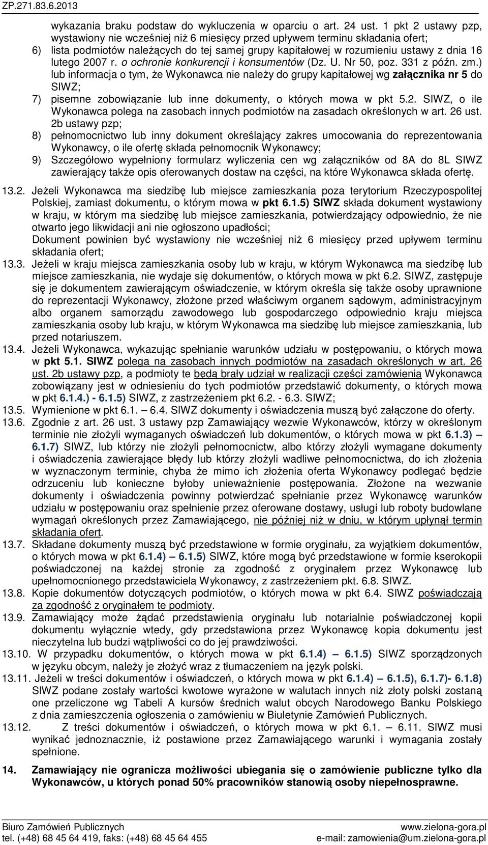 2007 r. o ochronie konkurencji i konsumentów (Dz. U. Nr 50, poz. 331 z późn. zm.