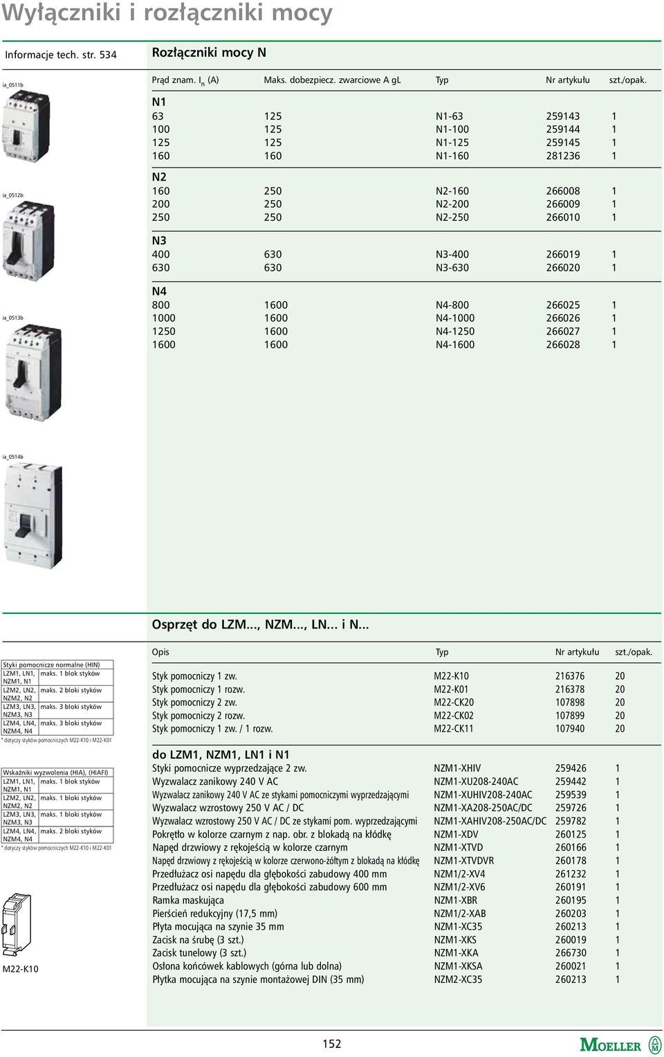 N4 800 1600 1000 1600 1250 1600 1600 1600 N3-400 266019 1 N3-630 266020 1 N4-800 266025 1 N4-1000 266026 1 N4-1250 266027 1 N4-1600 266028 1 ia_0514b Osprzęt do LZM..., NZM..., LN... i N.