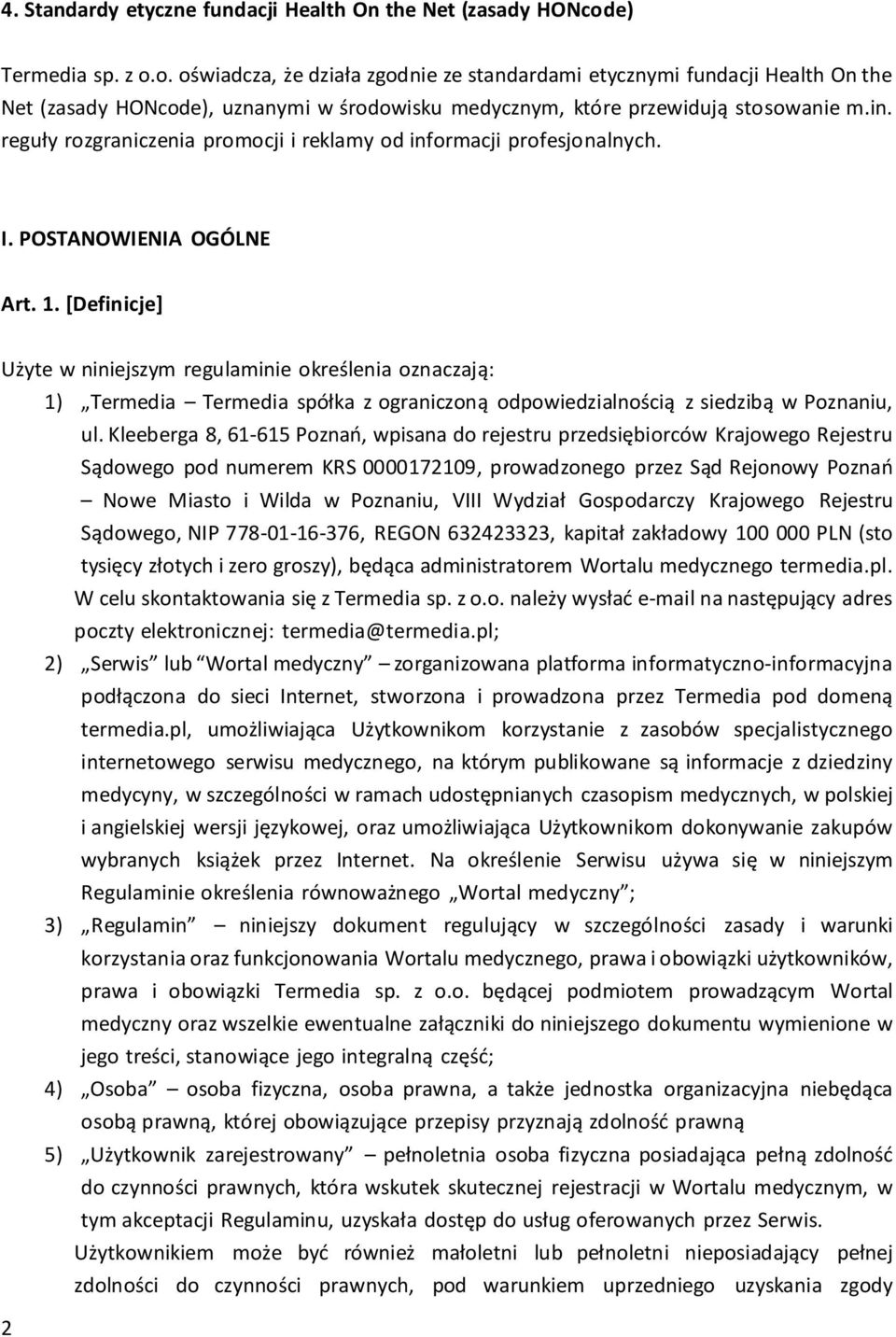 reguły rozgraniczenia promocji i reklamy od informacji profesjonalnych. I. POSTANOWIENIA OGÓLNE Art. 1.