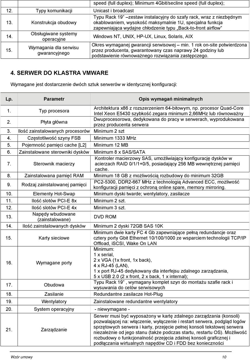 okablowaniem, wysokość maksymalnie 1U, specjalna funkcja zapewniająca wydajne chłodzenie typu Back-to-front airflow Windows NT, UNIX, HP-UX, Linux, Solaris, AIX Okres wymaganej gwarancji serwisowej