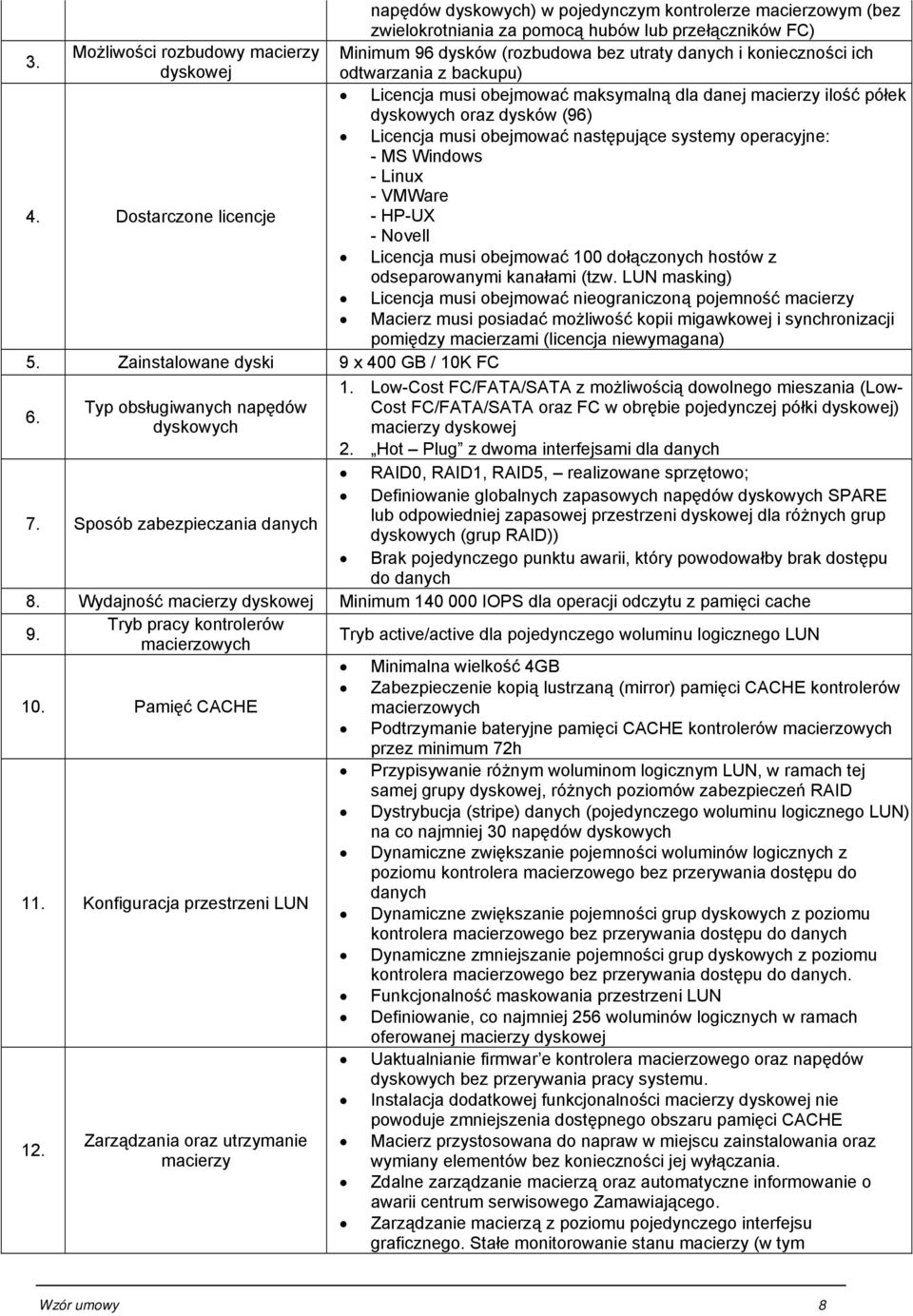 dyskowych oraz dysków (96) Licencja musi obejmować następujące systemy operacyjne: 4.