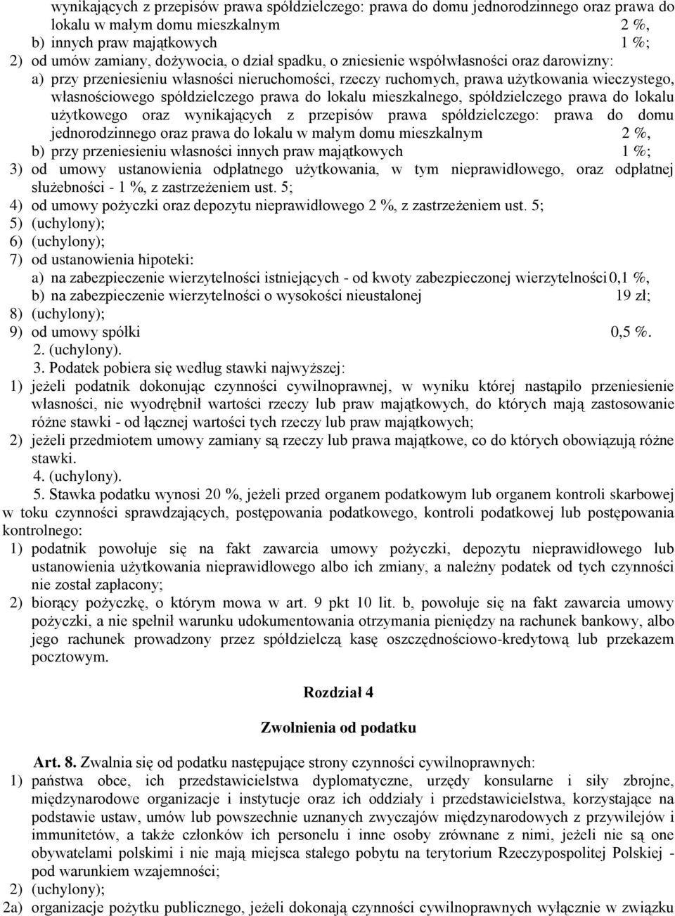 mieszkalnego, spółdzielczego prawa do lokalu użytkowego oraz wynikających z przepisów prawa spółdzielczego: prawa do domu jednorodzinnego oraz prawa do lokalu w małym domu mieszkalnym 2 %, b) przy