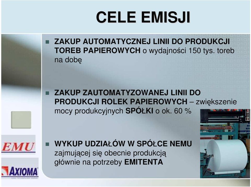 toreb na dobę ZAKUP ZAUTOMATYZOWANEJ LINII DO PRODUKCJI ROLEK PAPIEROWYCH