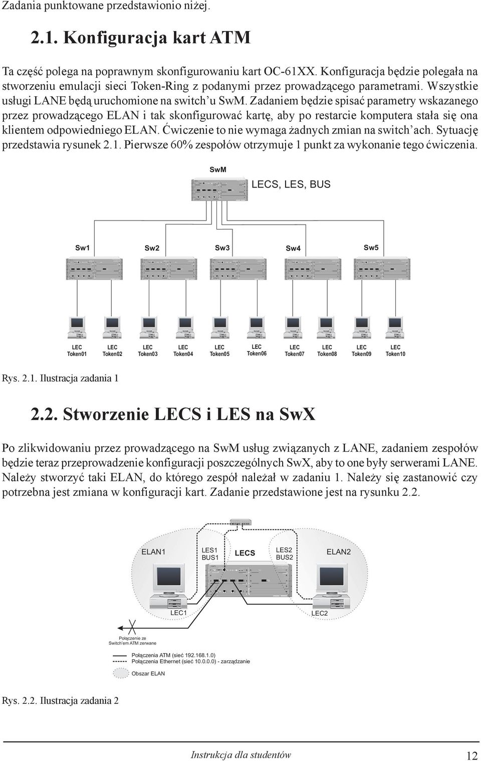 Zadaniem bêdzie spisaæ parametry wskazanego przez prowadz¹cego ELAN i tak skonfigurowaæ kartê, aby po restarcie komputera sta³a siê ona klientem odpowiedniego ELAN.