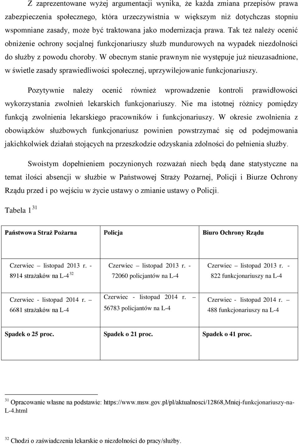 W obecnym stanie prawnym nie występuje już nieuzasadnione, w świetle zasady sprawiedliwości społecznej, uprzywilejowanie funkcjonariuszy.