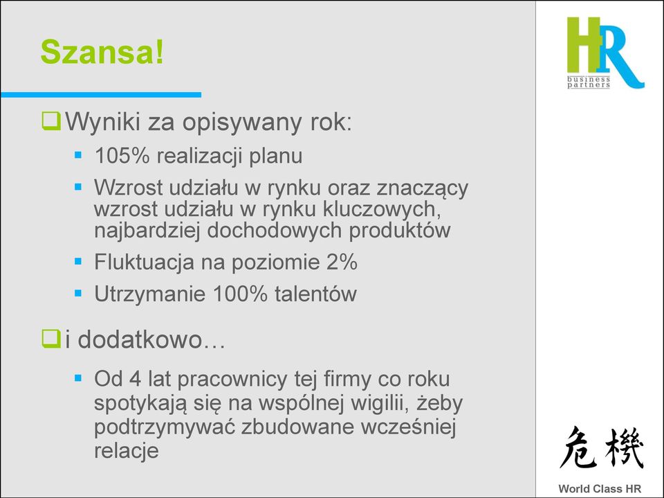 wzrost udziału w rynku kluczowych, najbardziej dochodowych produktów Fluktuacja na