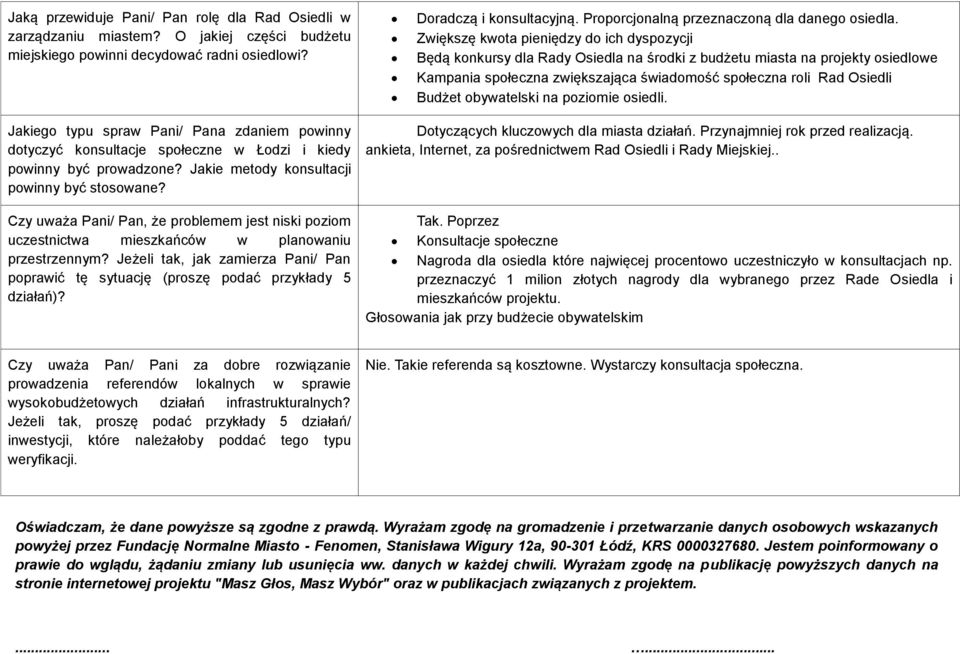 Zwiększę kwota pieniędzy do ich dyspozycji Będą konkursy dla Rady Osiedla na środki z budżetu miasta na projekty osiedlowe Kampania społeczna zwiększająca świadomość społeczna roli Rad Osiedli Budżet