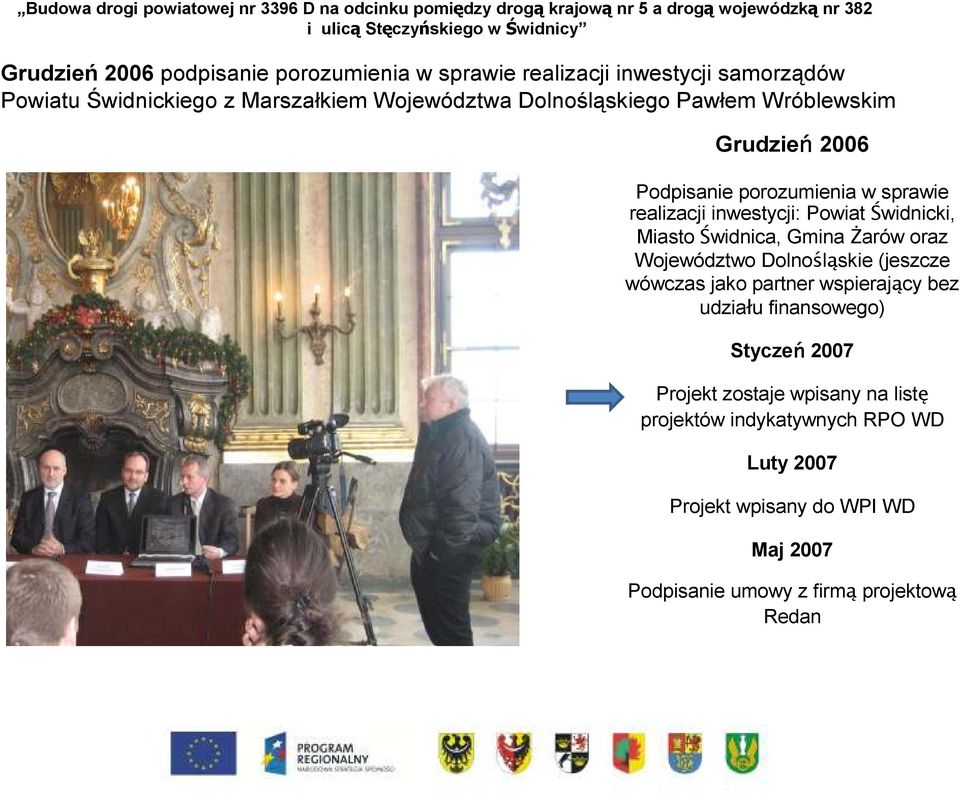 Świdnica, Gmina śarów oraz Województwo Dolnośląskie (jeszcze wówczas jako partner wspierający bez udziału finansowego) Styczeń 2007