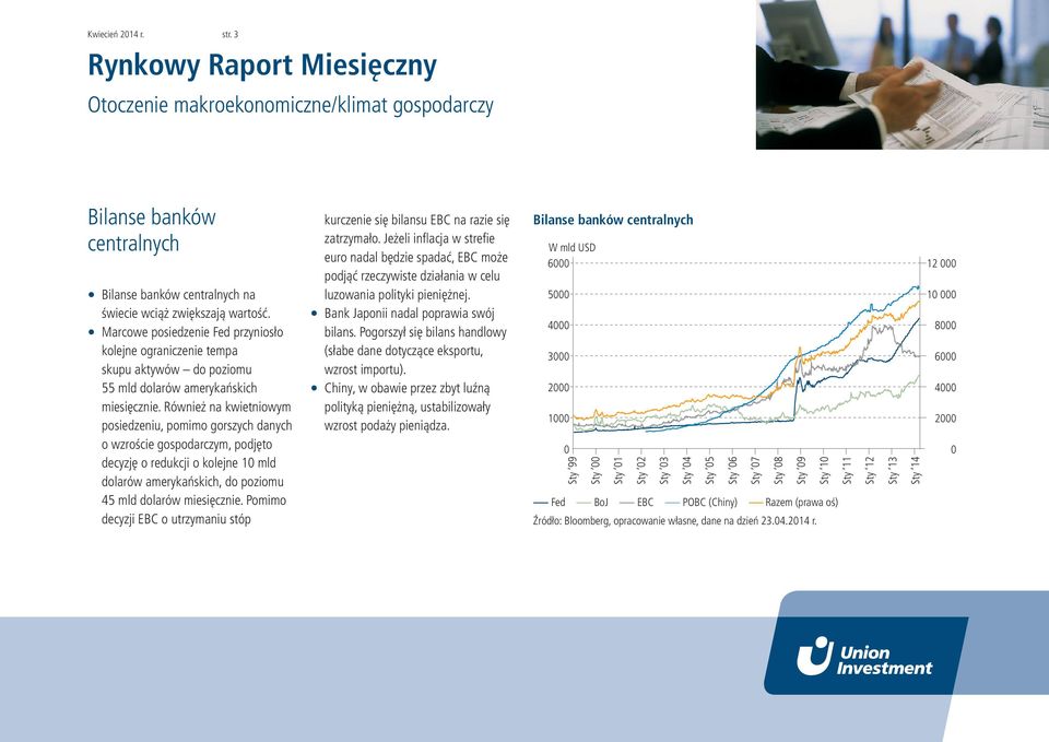 Również na kwietniowym posiedzeniu, pomimo gorszych danych o wzroście gospodarczym, podjęto decyzję o redukcji o kolejne 1 mld dolarów amerykańskich, do poziomu 45 mld dolarów miesięcznie.