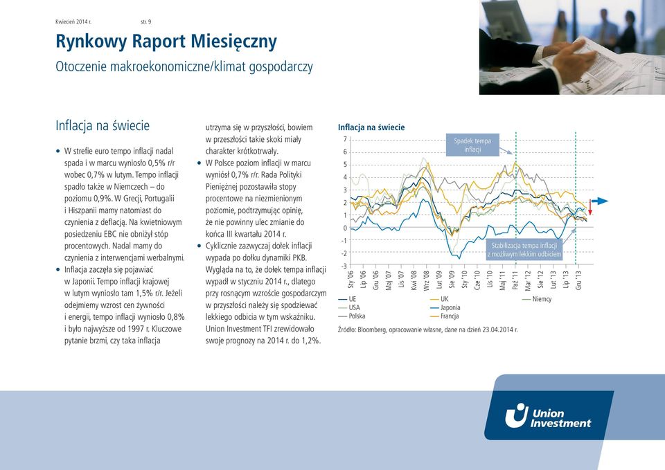 Nadal mamy do czynienia z interwencjami werbalnymi. Infl acja zaczęła się pojawiać w Japonii. Tempo infl acji krajowej w lutym wyniosło tam 1,5% r/r.