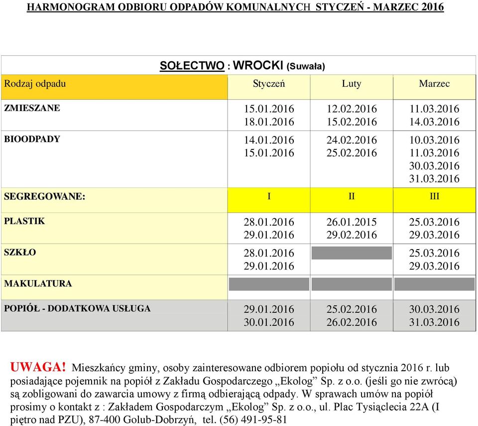 01.2016 SZKŁO 28.01.2016 29.01.2016 26.01.2015 29.