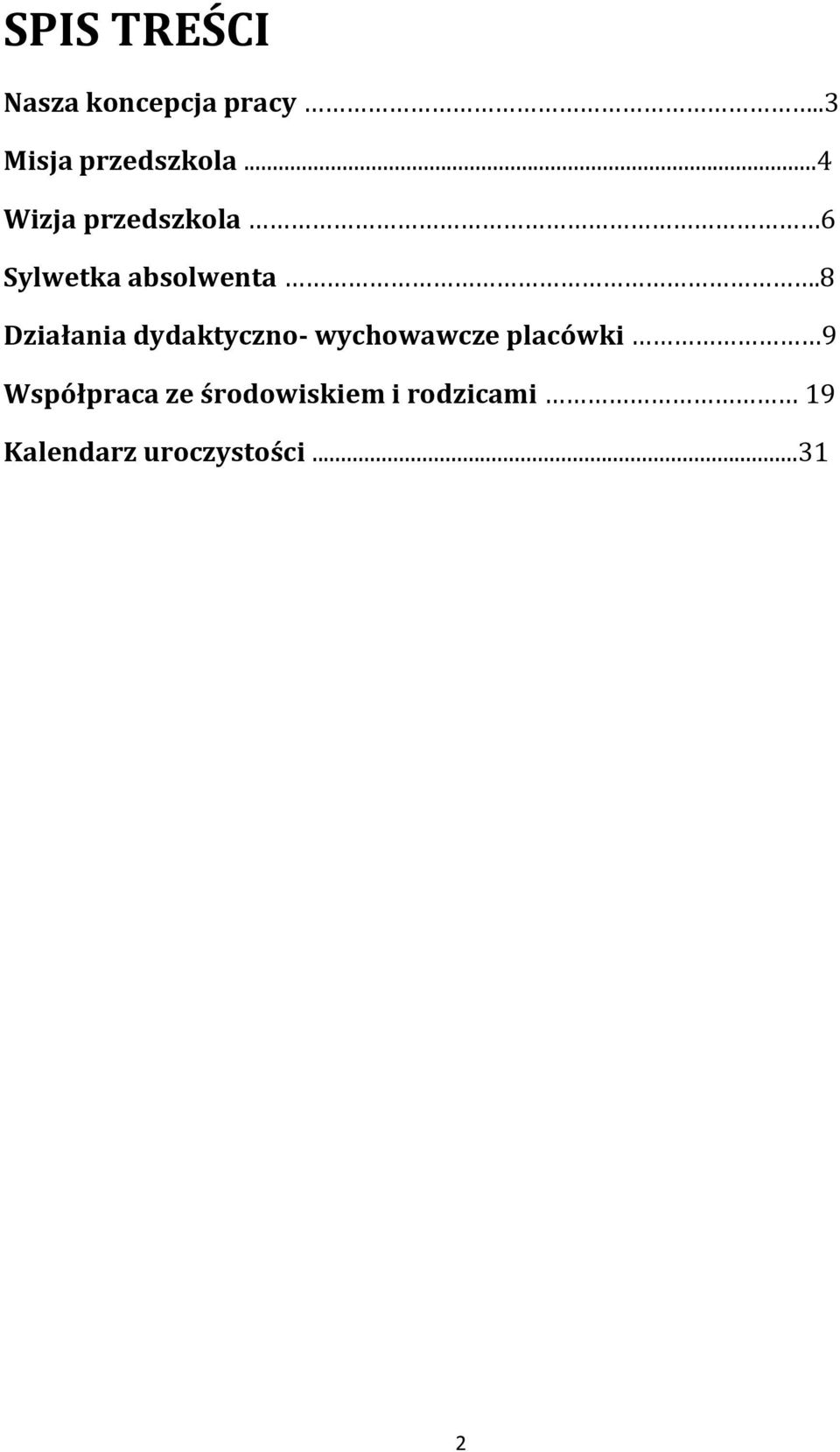 8 Działania dydaktyczno- wychowawcze placówki 9