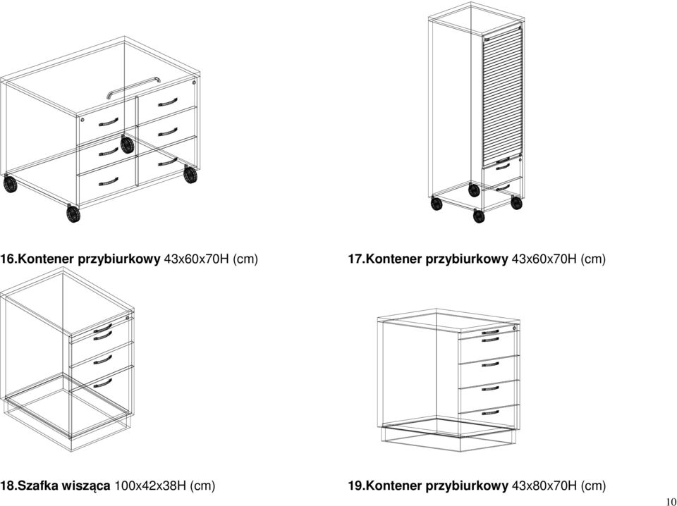 Kontener przybiurkowy 43x60x70H (cm)