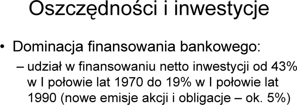 inwestycji od 43% w I połowie lat 1970 do 19% w