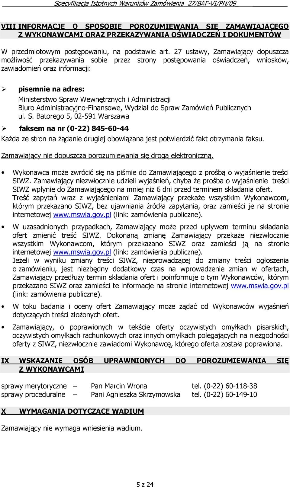 Administracji Biuro Administracyjno-Finansowe, Wydział do Sp