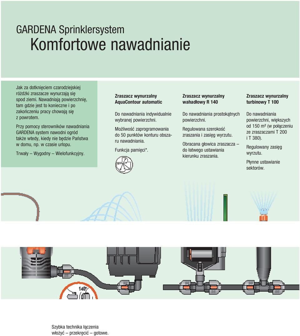 Przy pomocy sterowników GARDENA system nawodni ogród także wtedy, kiedy nie będzie Państwa w domu, np. w czasie urlopu. Trwały Wygodny Wielofunkcyjny.