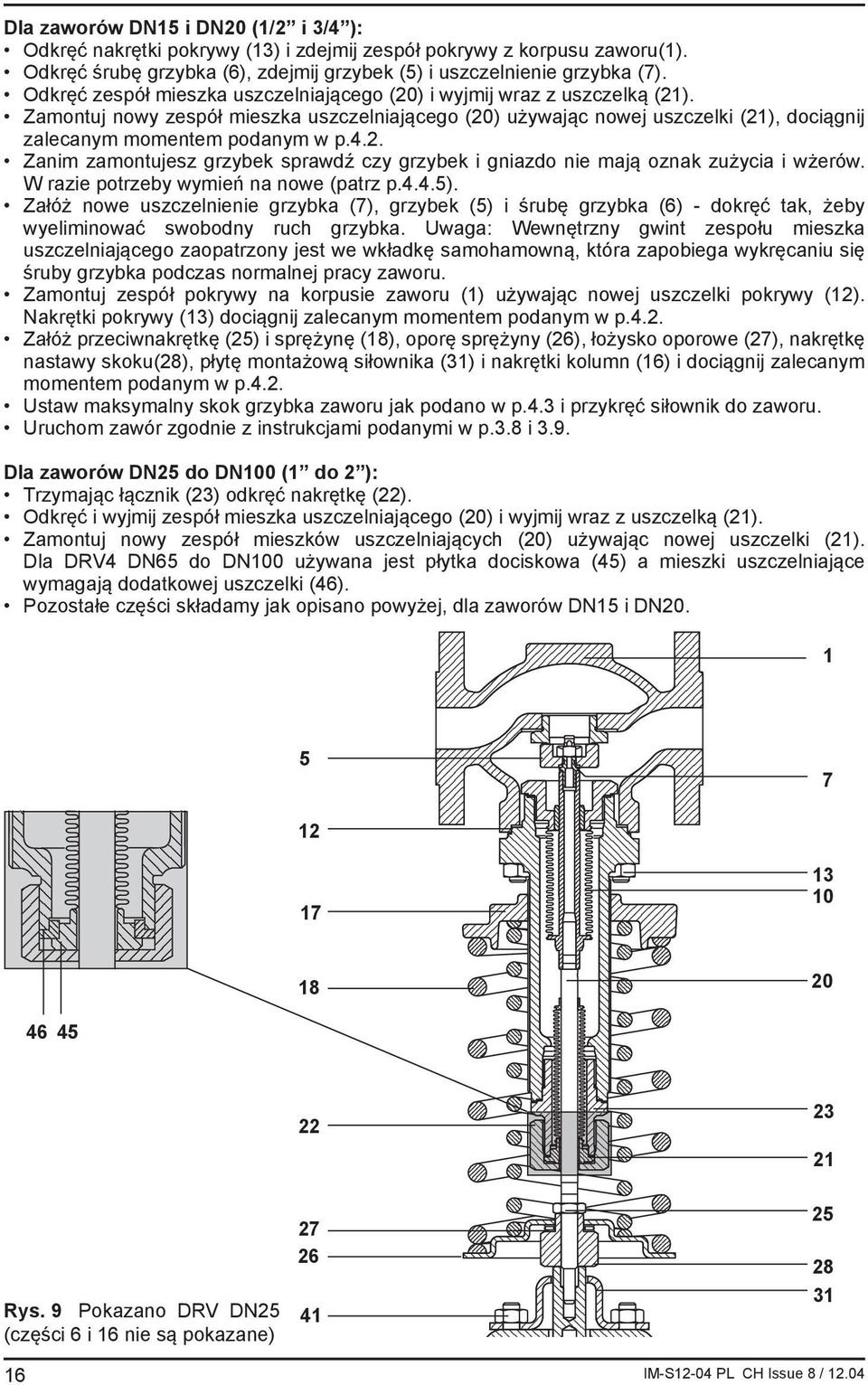 4.2. Zanim zamontujesz grzybek sprawdź czy grzybek i gniazdo nie mają oznak zużycia i wżerów. W razie potrzeby wymień na nowe (patrz p.4.4.5).