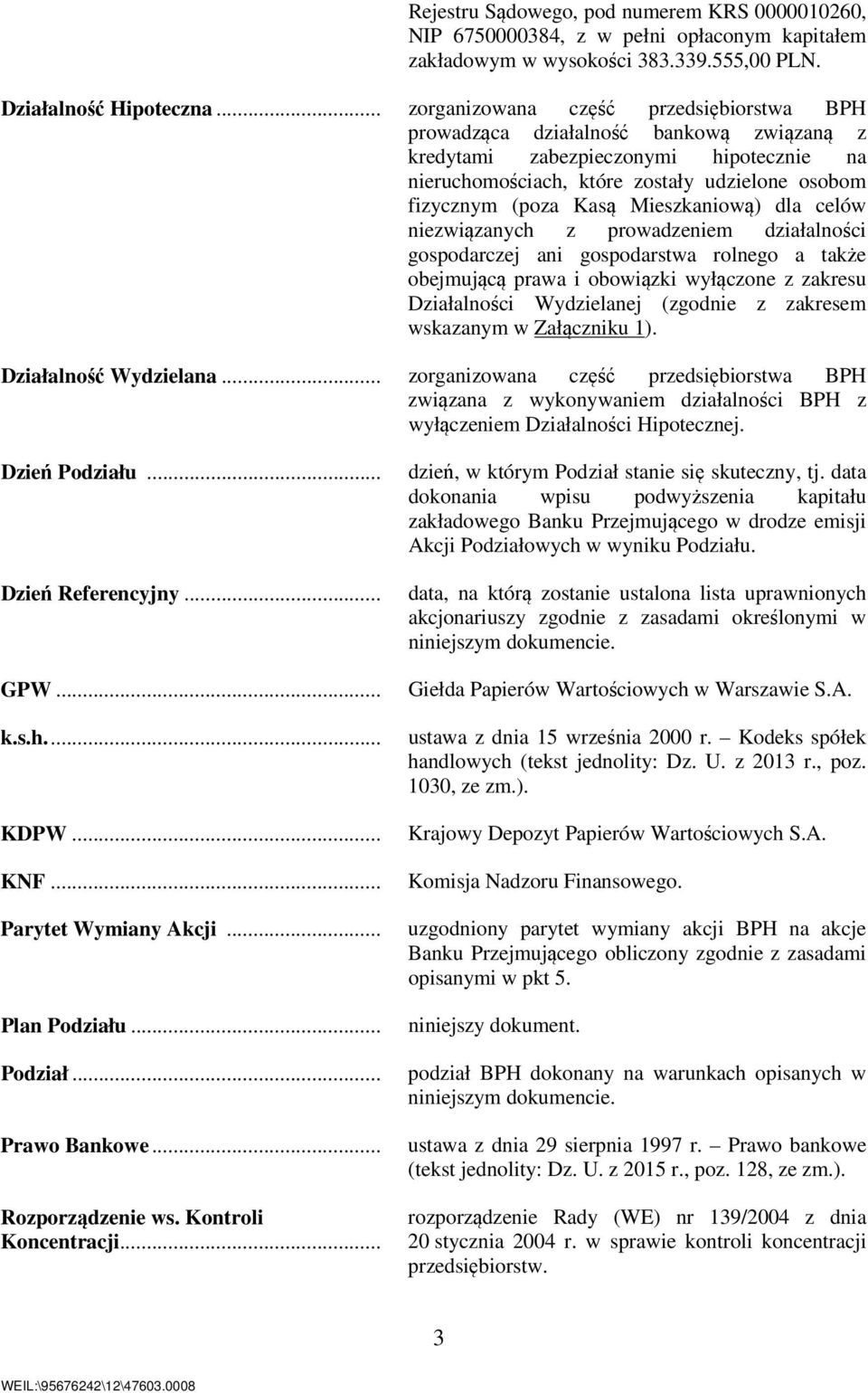 Mieszkaniową) dla celów niezwiązanych z prowadzeniem działalności gospodarczej ani gospodarstwa rolnego a także obejmującą prawa i obowiązki wyłączone z zakresu Działalności Wydzielanej (zgodnie z