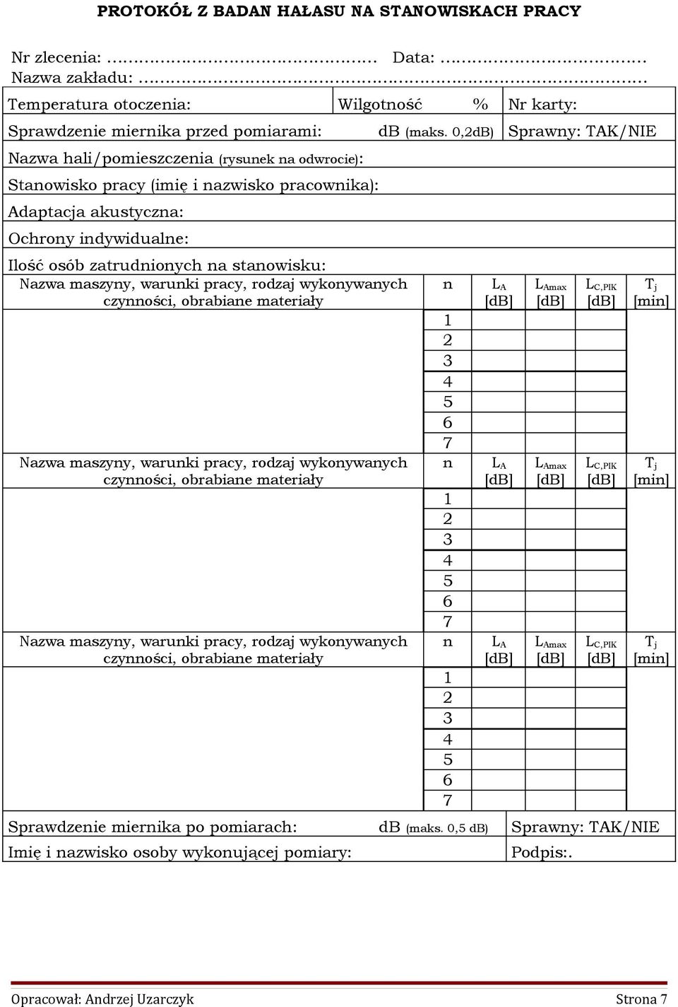 maszyy, waruki pracy, rodza wykoywaych czyości, obrabiae materiały Nazwa maszyy, waruki pracy, rodza wykoywaych czyości, obrabiae materiały Nazwa maszyy, waruki pracy, rodza wykoywaych czyości,