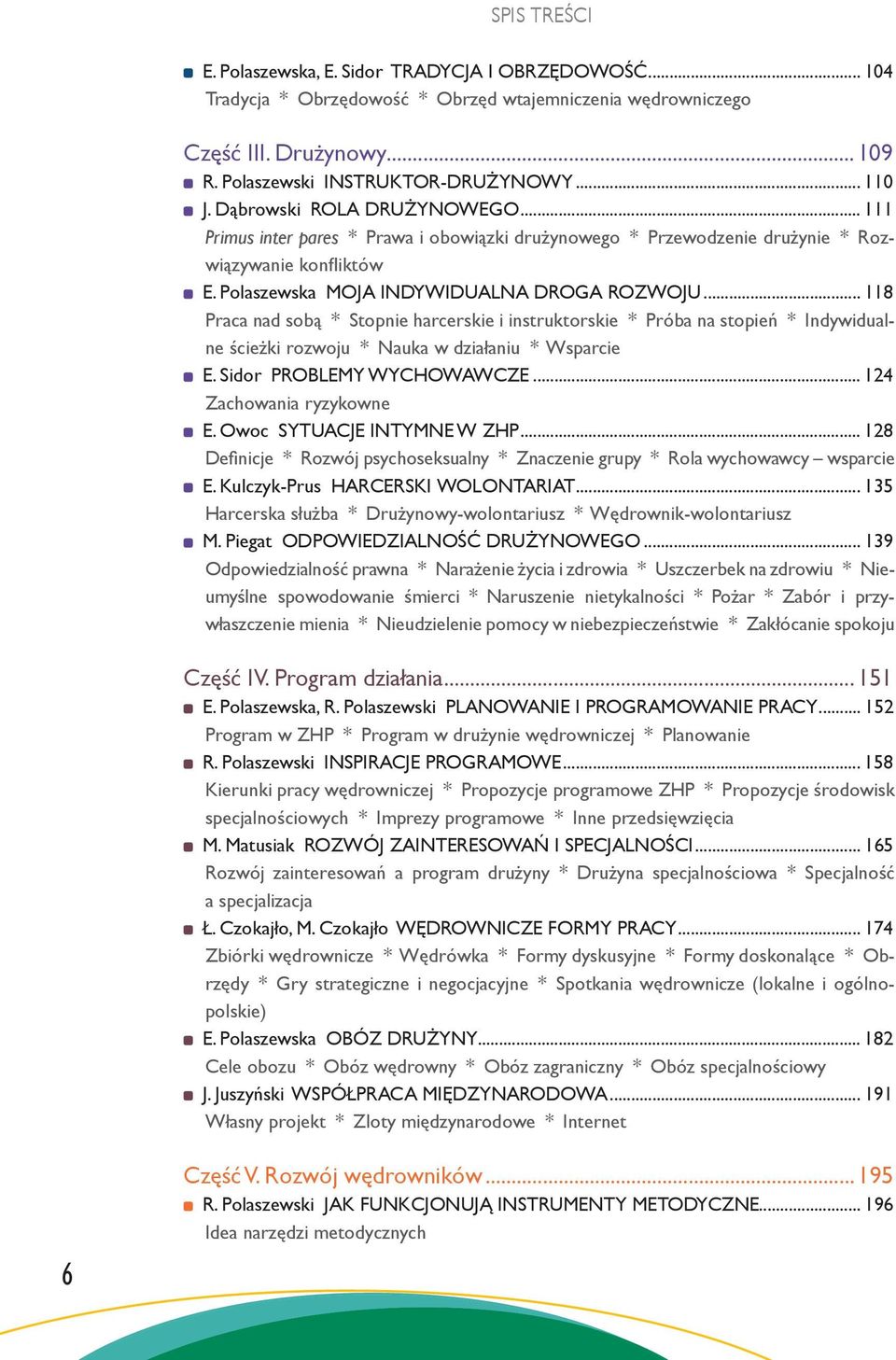 .. 118 Praca nad sobą * Stopnie harcerskie i instruktorskie * Próba na stopień * Indywidualne ścieżki rozwoju * Nauka w działaniu * Wsparcie E. Sidor PROBLEMY WYCHOWAWCZE... 124 Zachowania ryzykowne E.
