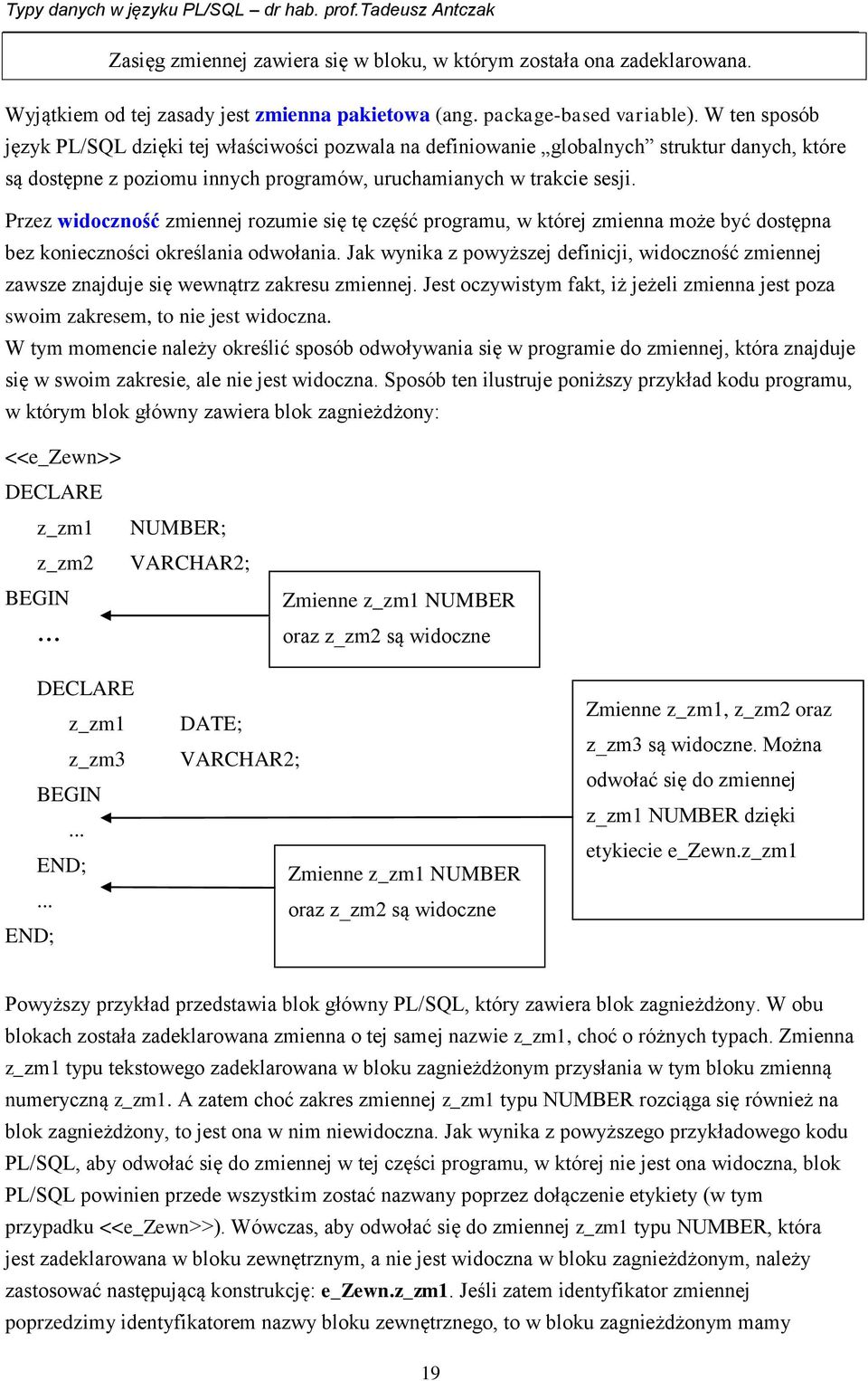 Przez widoczność zmiennej rozumie się tę część programu, w której zmienna może być dostępna bez konieczności określania odwołania.