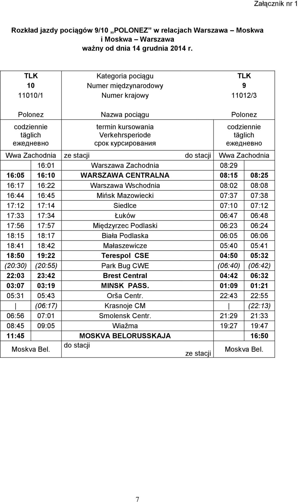 codziennie täglich ежедневно Wwa Zachodnia ze stacji do stacji Wwa Zachodnia 16:01 Warszawa Zachodnia 08:29 16:05 16:10 WARSZAWA CENTRALNA 08:15 08:25 16:17 16:22 Warszawa Wschodnia 08:02 08:08 16:44
