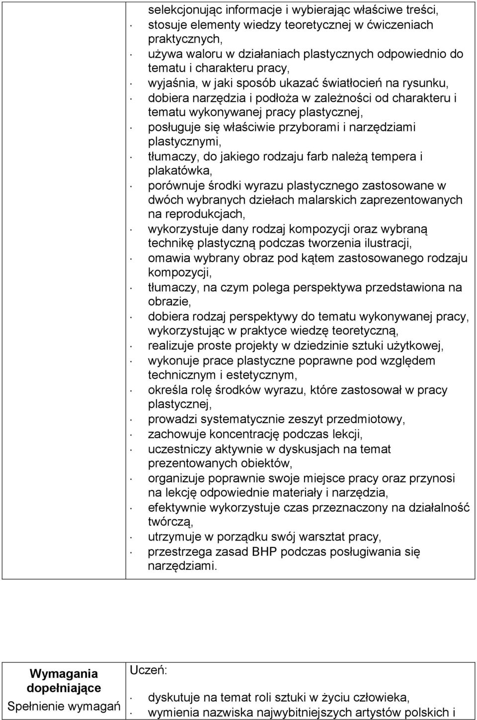 narzędziami plastycznymi, tłumaczy, do jakiego rodzaju farb należą tempera i plakatówka, porównuje środki wyrazu plastycznego zastosowane w dwóch wybranych dziełach malarskich zaprezentowanych na