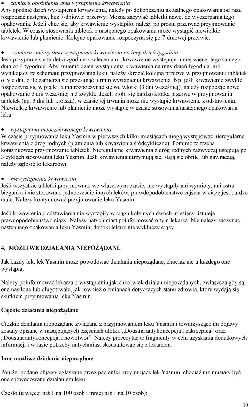 W czasie stosowania tabletek z następnego opakowania może wystąpić niewielkie krwawienie lub plamienie. Kolejne opakowanie rozpoczyna się po 7-dniowej przerwie.