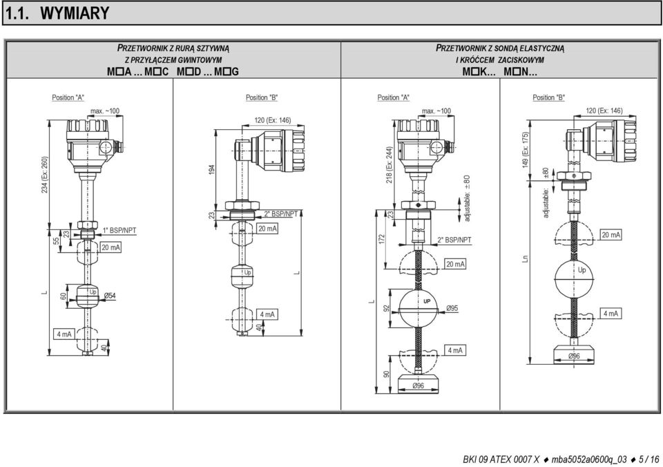 ~100 120 (Ex: 146) 234 (Ex: 260) 194 23 2" BSP/NPT 218 (Ex: 244) 23 adjustable: ±80 149 (Ex: 175) adjustable: ±80 55 23 1"