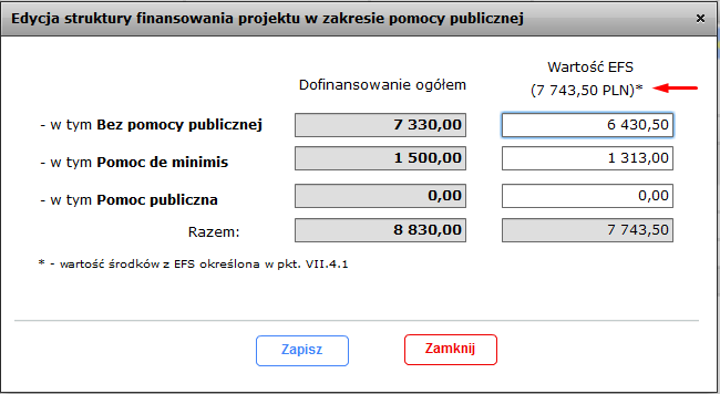 Wybierz rok realizacji projektu z listy rozwijanej należy wybrać rok, w ramach którego wypełniane będą pola. Zakres lat wyświetlanych na liście uzależniony jest od okresu realizacji projektu.