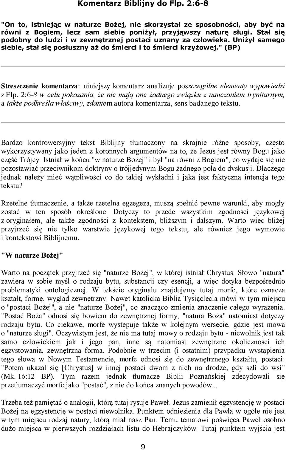 " (BP) Streszczenie komentarza: niniejszy komentarz analizuje poszczególne elementy wypowiedzi z Flp.