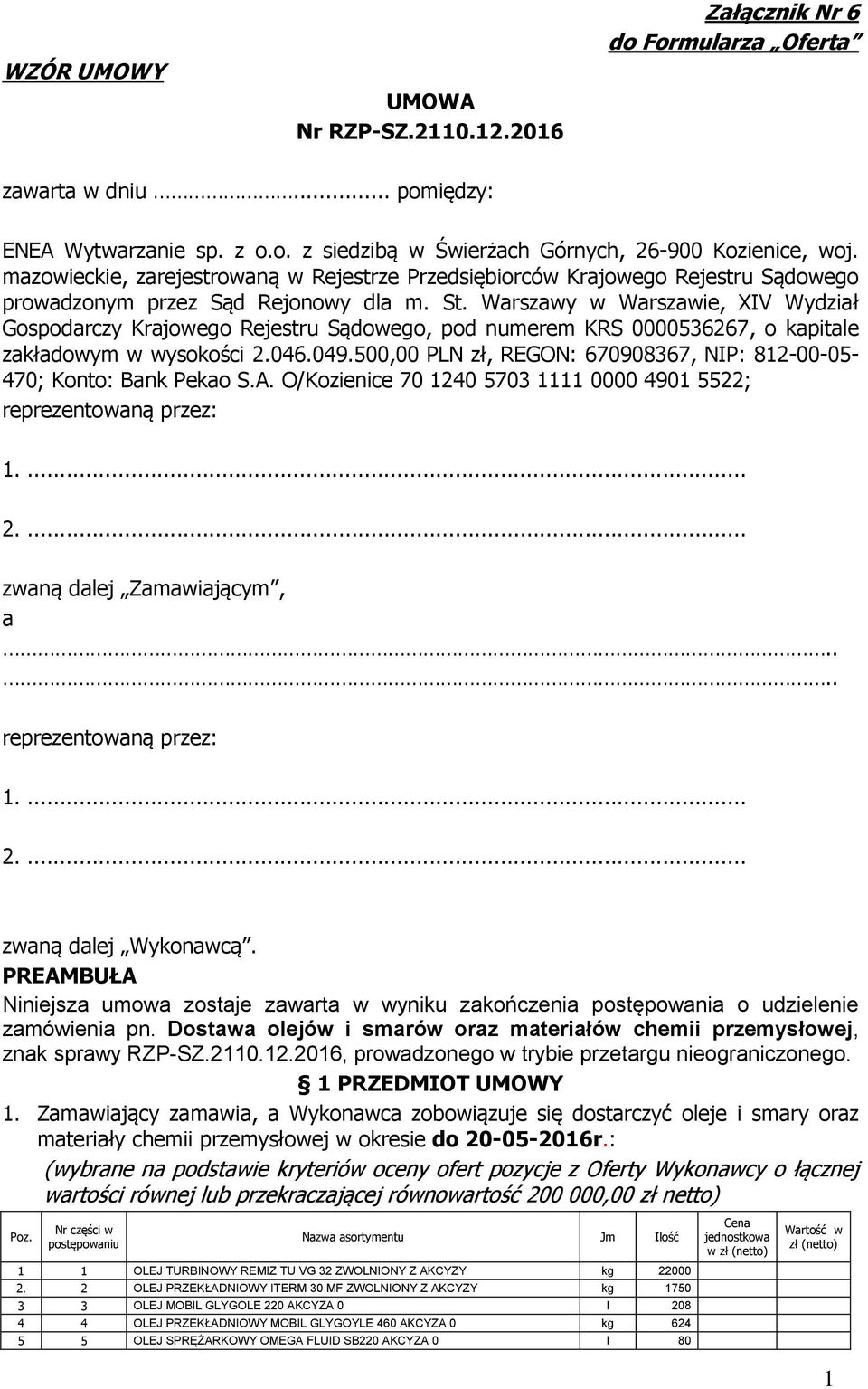 Warszawy w Warszawie, XIV Wydział Gospodarczy Krajowego Rejestru Sądowego, pod numerem KRS 0000536267, o kapitale zakładowym w wysokości 2.046.049.