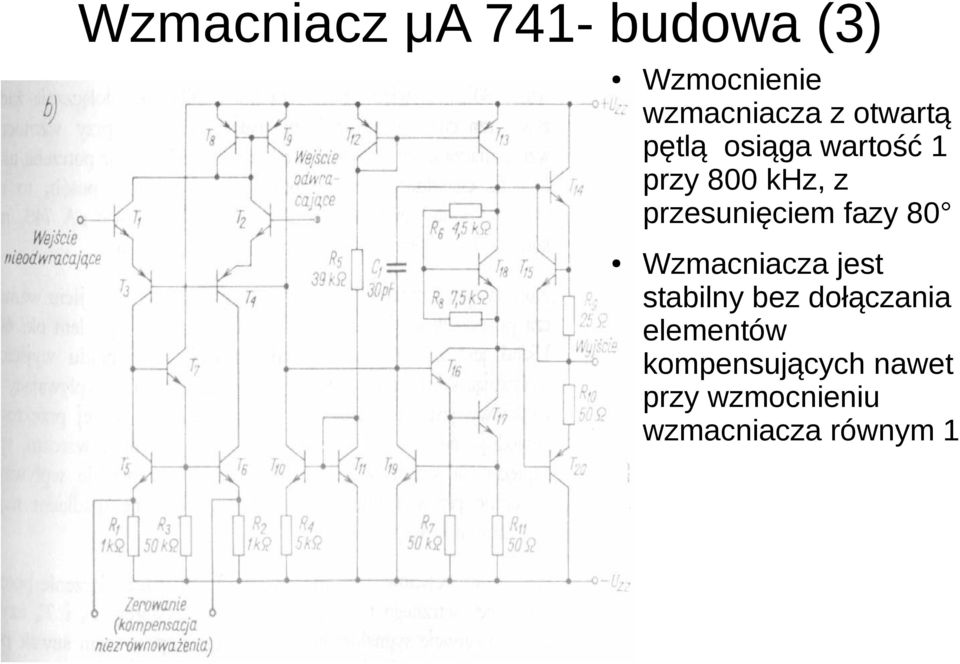 przesunięciem fazy 80 Wzmacniacza jest stabilny bez