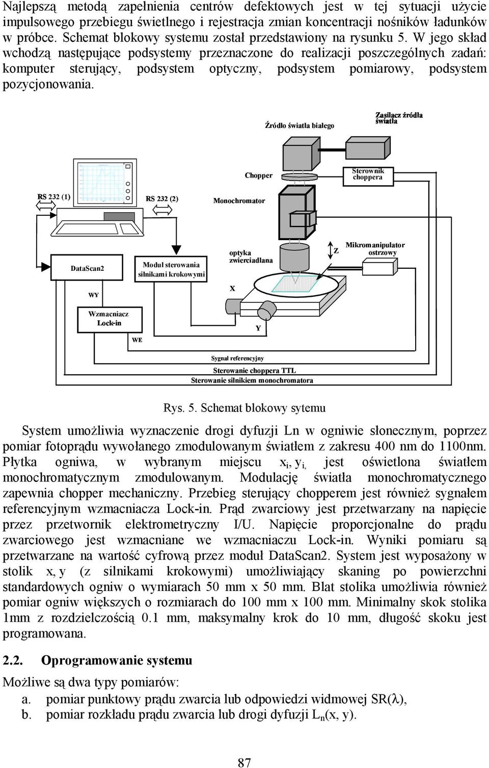 W jego skład wchodzą następujące podsystemy przeznaczone do realizacji poszczególnych zadań: komputer sterujący, podsystem optyczny, podsystem pomiarowy, podsystem pozycjonowania.