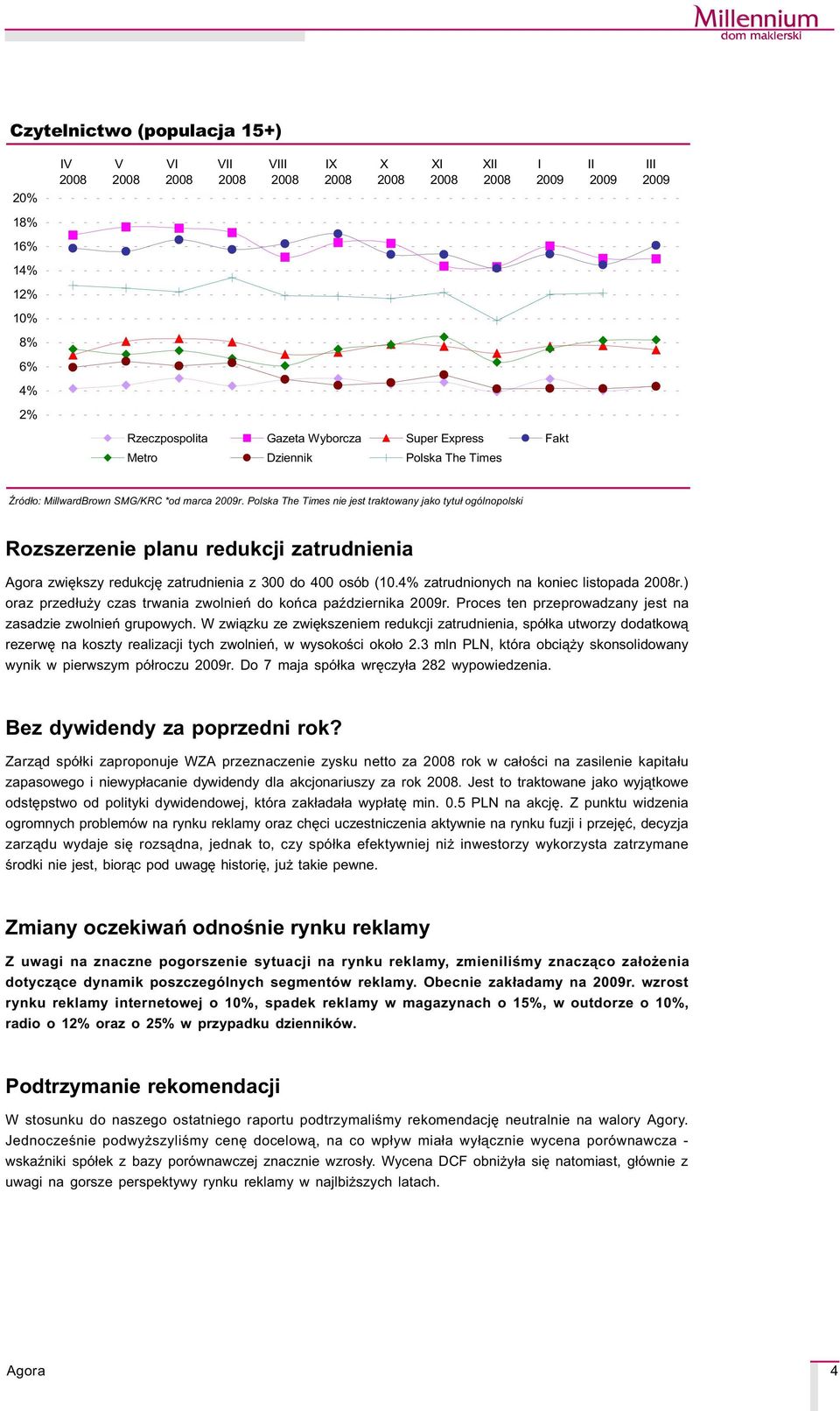 Polska The Times nie jest traktowany jako tytu³ ogólnopolski Rozszerzenie planu redukcji zatrudnienia zwiêkszy redukcjê zatrudnienia z 300 do 400 osób (10.4% zatrudnionych na koniec listopada r.