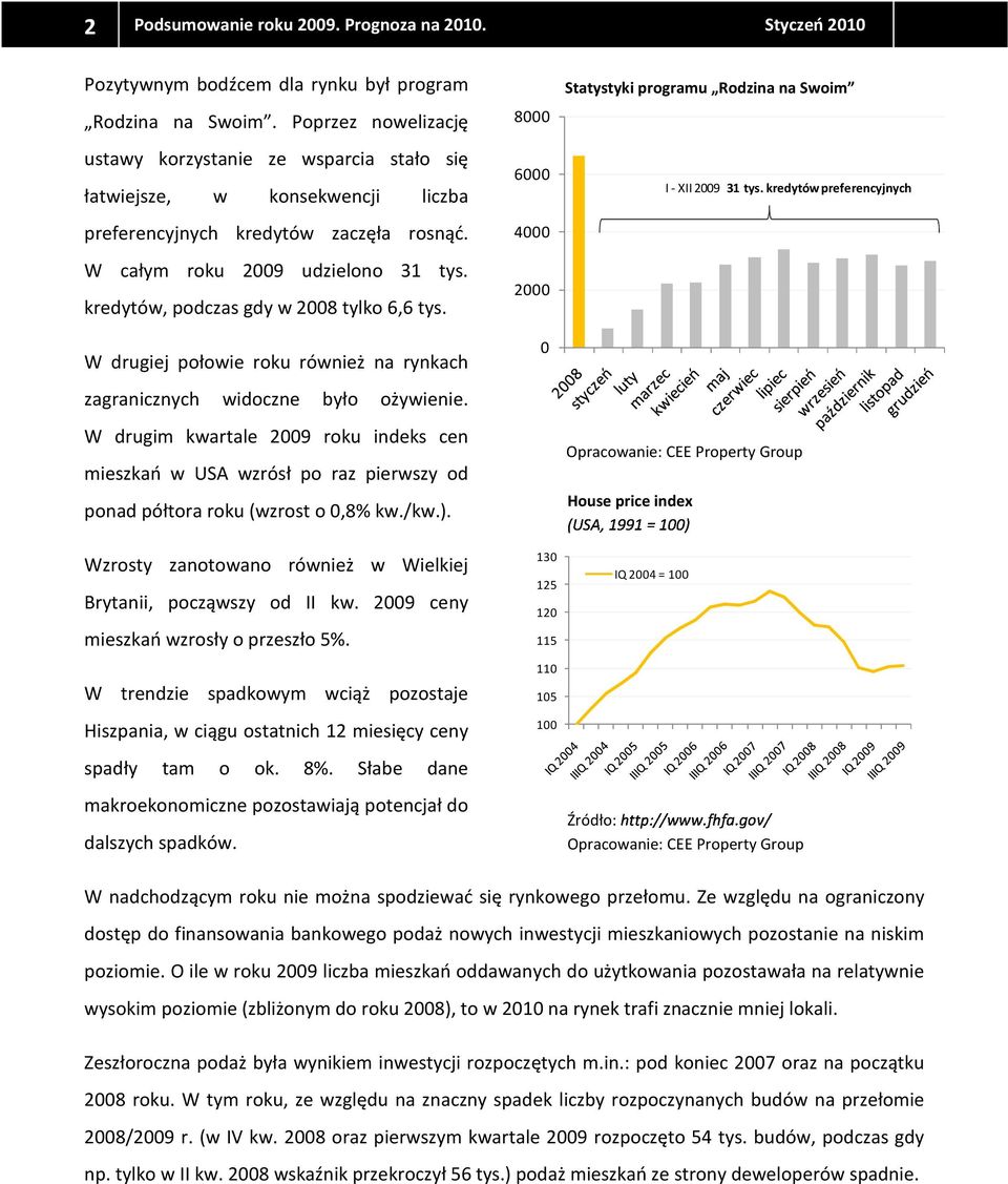 kredytów, podczas gdy w 2008 tylko 6,6 tys. W drugiej połowie roku również na rynkach zagranicznych widoczne było ożywienie.