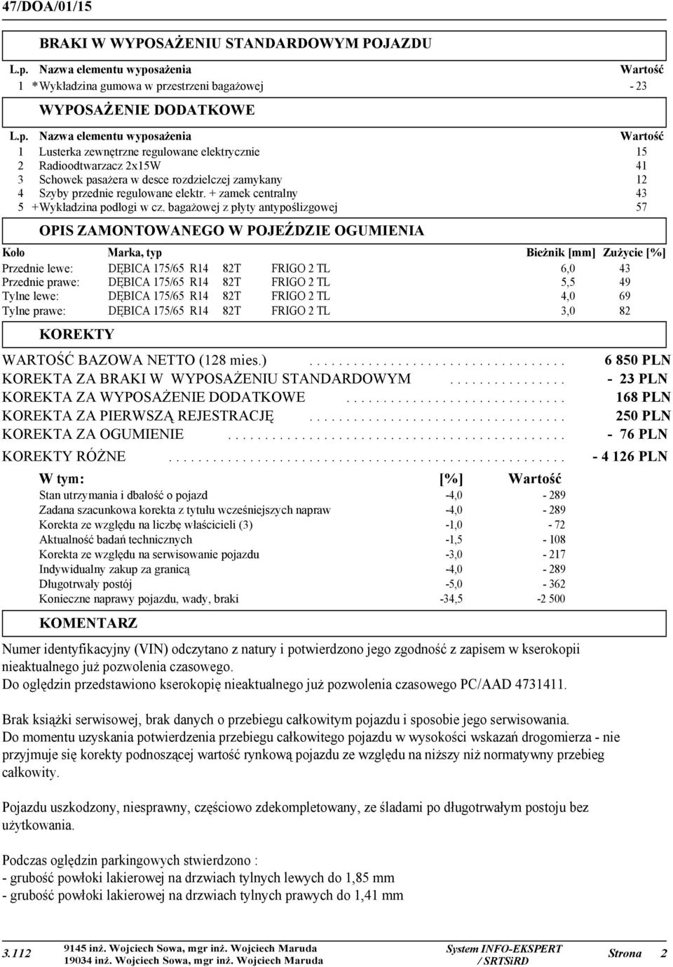sażenia Wartość 1 *Wykładzina gumowa w pr