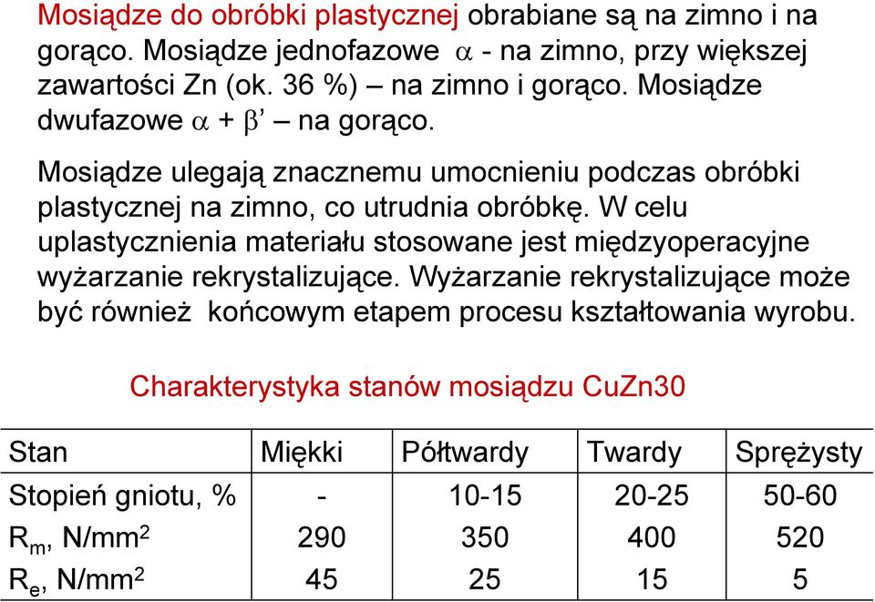 W celu uplastycznienia materiału stosowane jest międzyoperacyjne wyżarzanie rekrystalizujące.