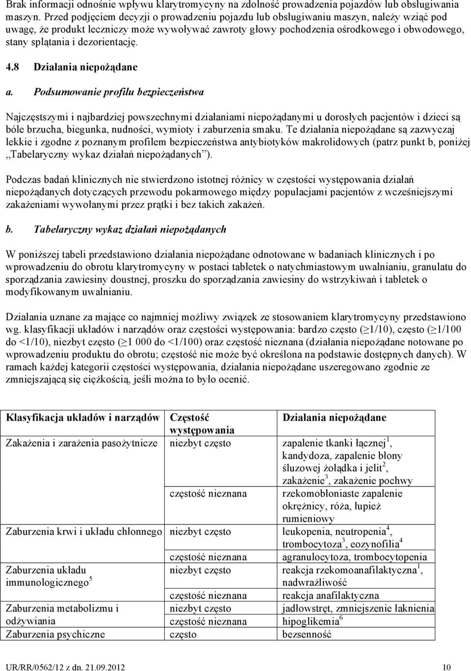 i dezorientację. 4.8 Działania niepożądane a.