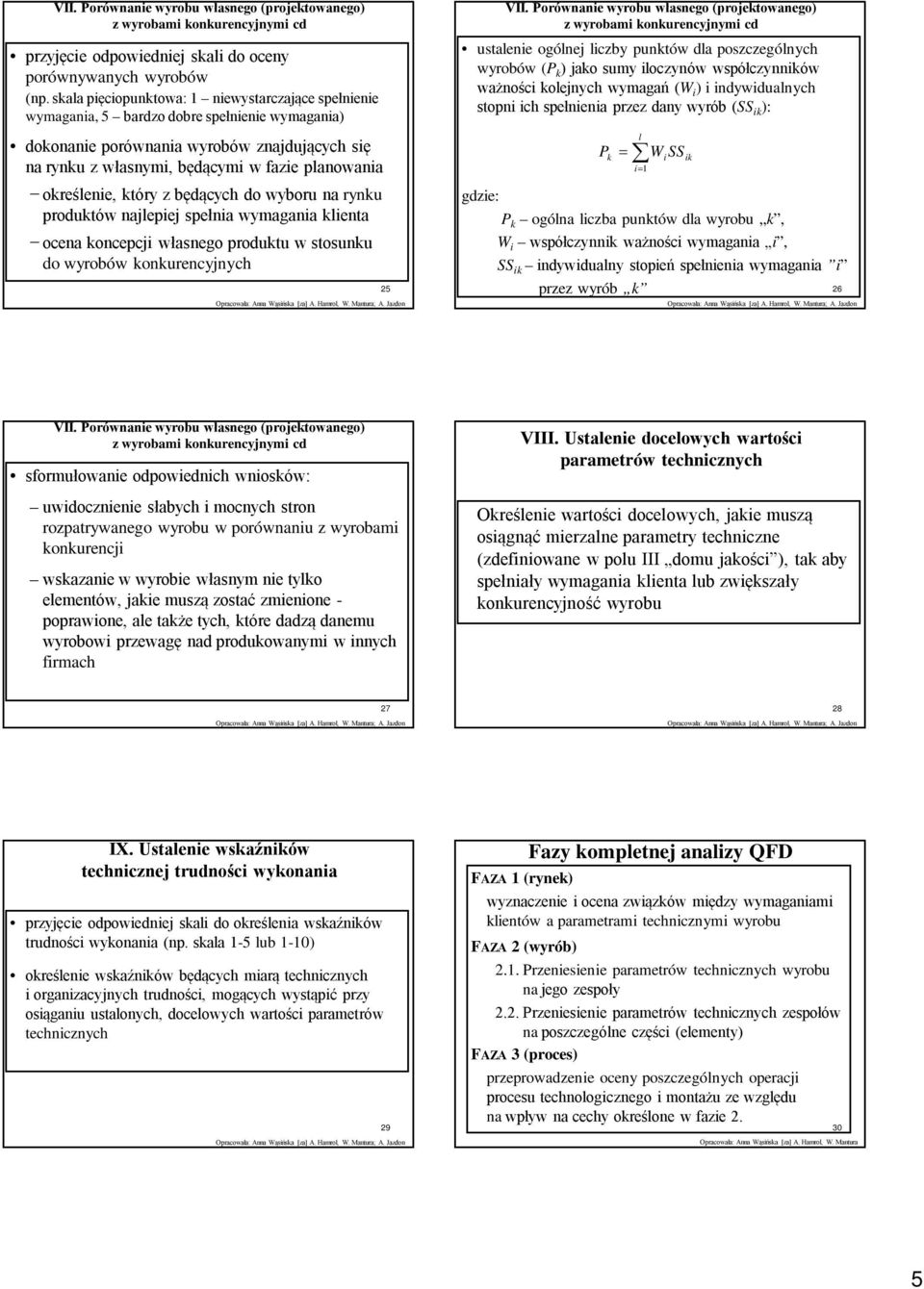 określenie, który z będących do wyboru na rynku produktów najlepiej spełnia wymagania klienta ocena koncepcji własnego produktu w stosunku do wyrobów konkurencyjnych 25 VII.