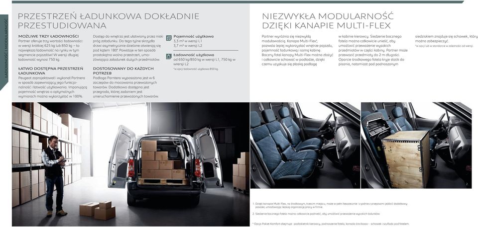 ŁATWO DOSTĘPNA PRZESTRZEŃ ŁADUNKOWA Peugeot zaprojektował i wykonał Partnera w sposób zapewniający jego funkcjonalność i łatwość użytkowania.