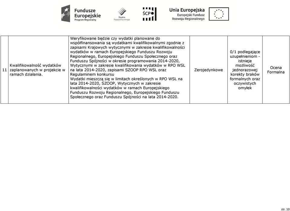 Funduszu Rozwoju Regionalnego, Europejskiego Funduszu Społecznego oraz Funduszu Spójności w okresie programowania 2014-2020, Wytycznymi w zakresie kwalifikowania wydatków w RPO WSL na lata 2014-2020,