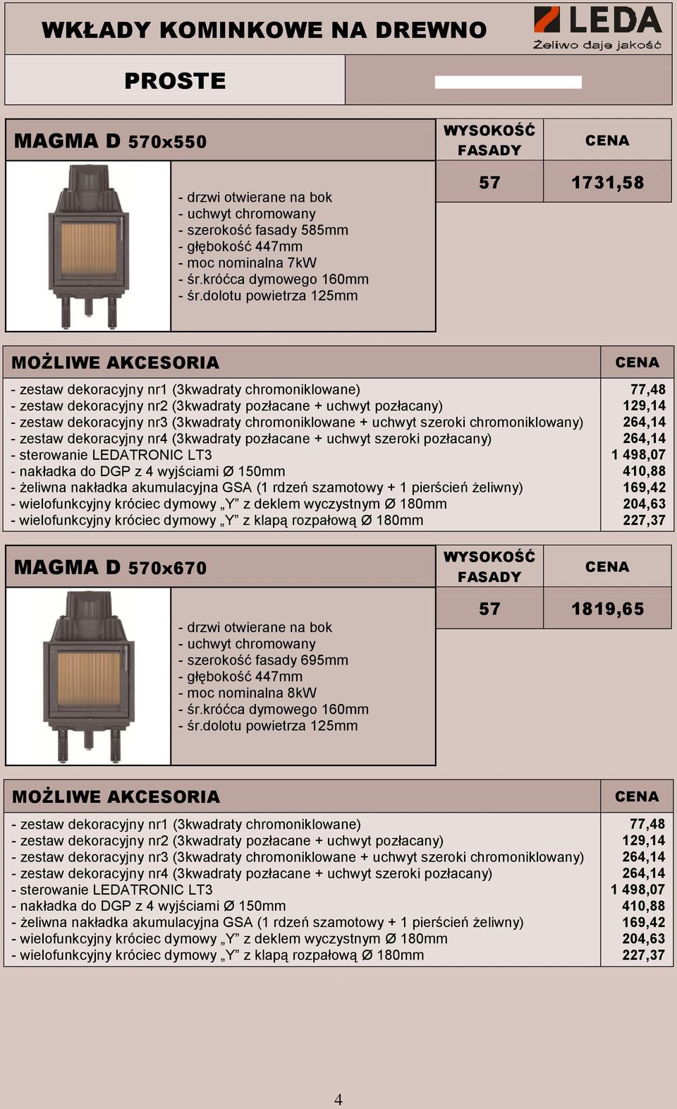 chromoniklowane + uchwyt szeroki chromoniklowany) - zestaw dekoracyjny nr4 (3kwadraty pozłacane + uchwyt szeroki pozłacany) LT3 - nakładka do DGP z 4 wyjściami Ø 150mm 77,48 129,14 264,14 264,14