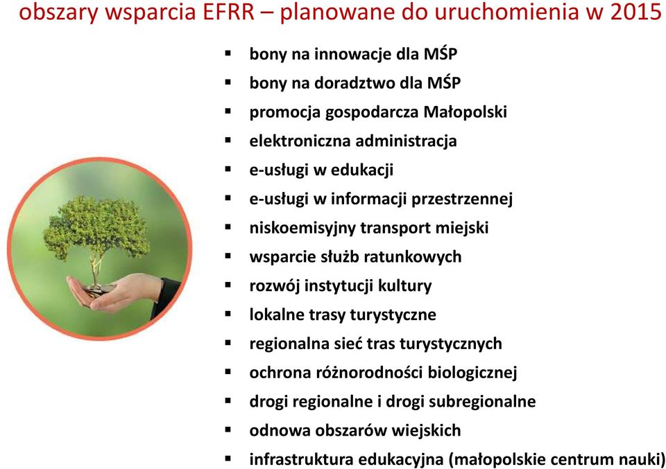 wsparcie służb ratunkowych rozwój instytucji kultury lokalne trasy turystyczne regionalna sieć tras turystycznych ochrona