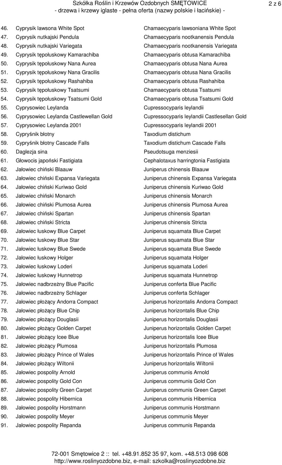 Cyprysik tępołuskowy Nana Aurea Chamaecyparis obtusa Nana Aurea 51. Cyprysik tępołuskowy Nana Gracilis Chamaecyparis obtusa Nana Gracilis 52.