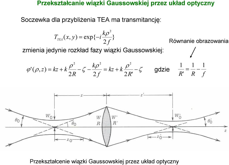 Gaussowskiej: } exp{ k i y x T TE ζ ζ ϕ + + ' ' R k k k R k k