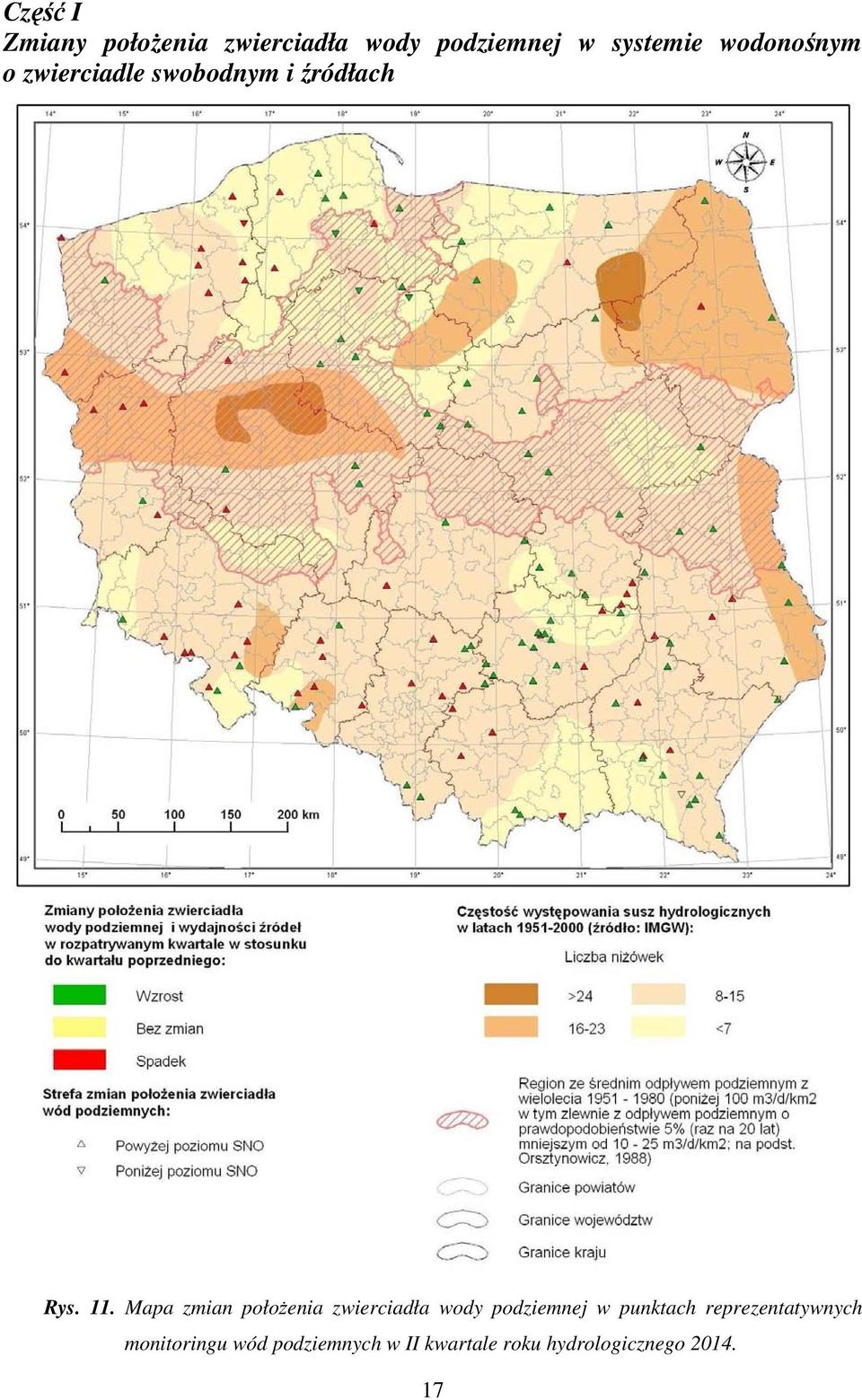 Mapa zmian położenia zwierciadła wody podziemnej w punktach