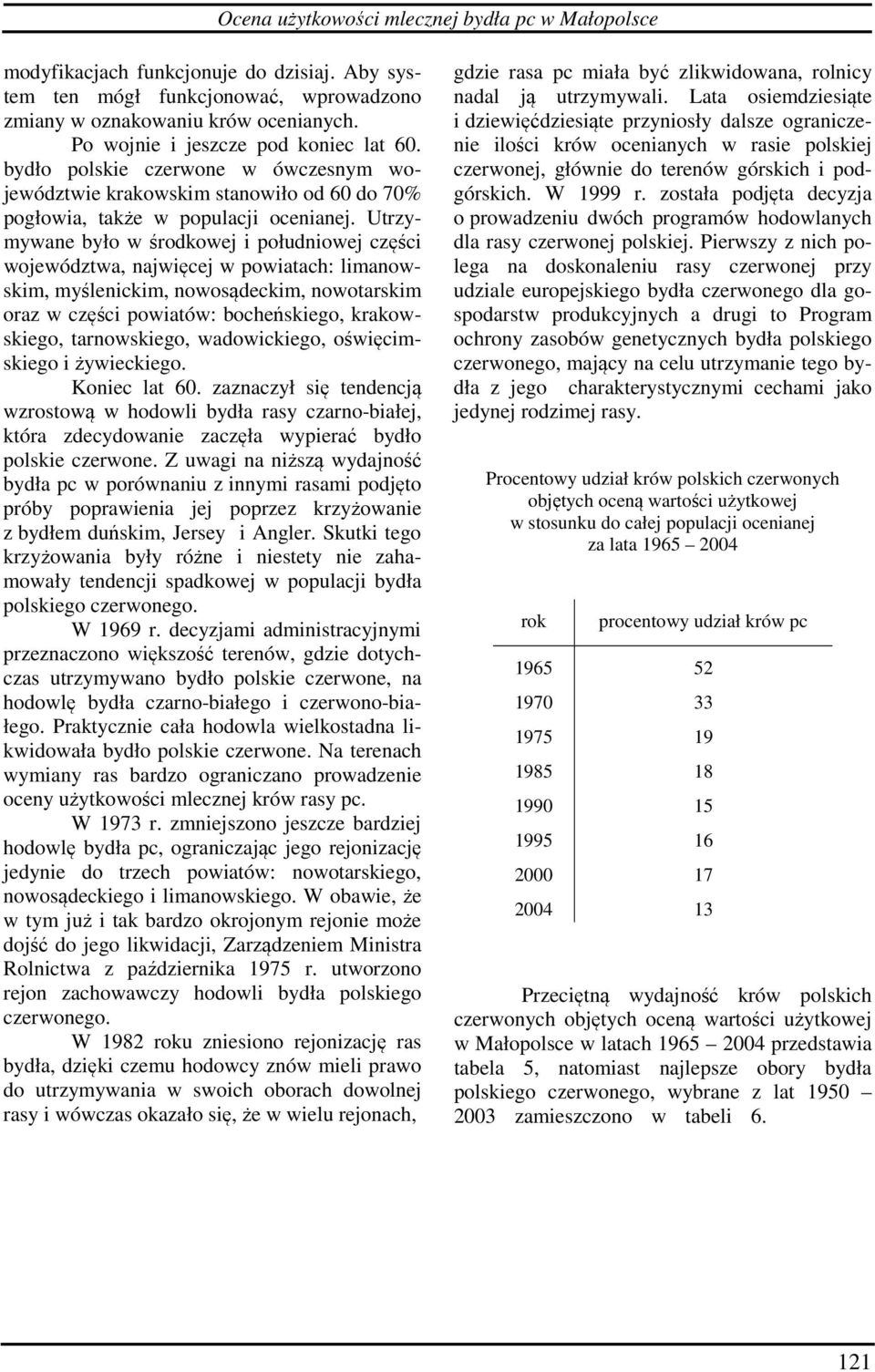 Utrzymywane było w środkowej i południowej części województwa, najwięcej w powiatach: limanowskim, myślenickim, nowosądeckim, nowotarskim oraz w części powiatów: bocheńskiego, krakowskiego,