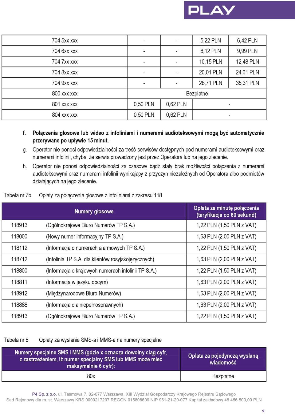 osowe lub wideo z infoliniami i numerami audioteksowymi mogą być automatycznie przerywane po upływie 15 minut. g.