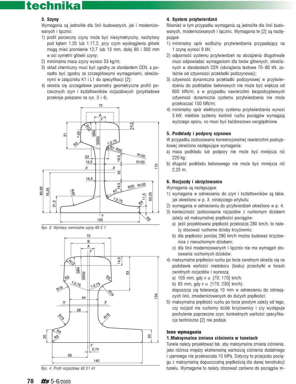 zgodny ze szczegółowymi wymaganiami, określonymi w załączniku K1 i L1 do specyfikacji [2]; 4) określa się szczegółowe parametry geometryczne profili porzecznych szyn i kształtowników rozjazdowych